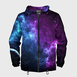 Ветровка с капюшоном мужская NEON GALAXY НЕОНОВЫЙ КОСМОС, цвет: 3D-черный