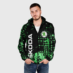 Ветровка с капюшоном мужская Шкода, Skoda, цвет: 3D-черный — фото 2