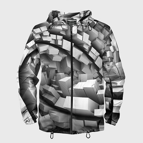 Мужская ветровка Геометрическая объёмная абстракция / 3D-Черный – фото 1