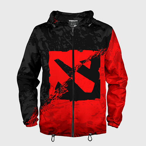 Мужская ветровка DOTA 2 RED BLACK LOGO, БРЫЗГИ КРАСОК / 3D-Черный – фото 1