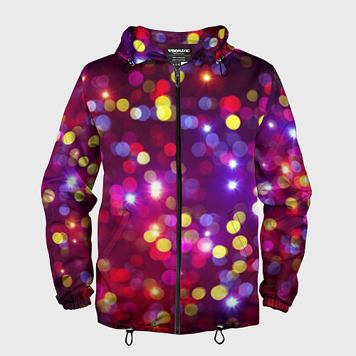 Мужская ветровка ПРАЗДНИЧНЫЕ ОГОНЬКИ НОВЫЙ ГОД 2022 / 3D-Черный – фото 1