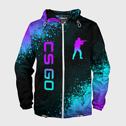 Ветровка с капюшоном мужская CS GO NEON SYMBOL STYLE SKIN КС ГО НЕОН, цвет: 3D-белый