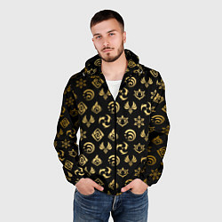 Ветровка с капюшоном мужская GOLDEN GENSHIN IMPACT PATTERN ЗОЛОТО ГЕНШИН ИМПАКТ, цвет: 3D-черный — фото 2