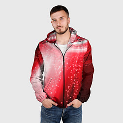 Ветровка с капюшоном мужская Красная космическая спираль, цвет: 3D-черный — фото 2