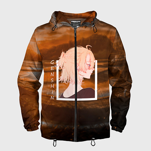 Мужская ветровка Альбедо Albedo, Genshin Impact Геншин импакт / 3D-Черный – фото 1