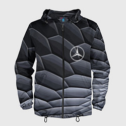 Ветровка с капюшоном мужская Mercedes Benz pattern, цвет: 3D-черный