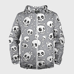 Ветровка с капюшоном мужская Skulls & bones, цвет: 3D-белый