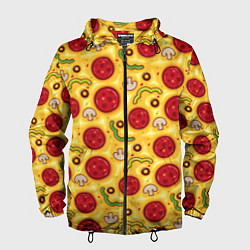 Ветровка с капюшоном мужская Pizza salami, цвет: 3D-черный