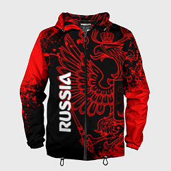 Ветровка с капюшоном мужская Russia Герб страны, цвет: 3D-черный