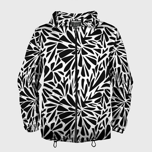 Мужская ветровка Черно белый абстрактный узор / 3D-Черный – фото 1