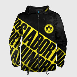 Ветровка с капюшоном мужская Боруссия Дортмунд, Borussia Dortmund, цвет: 3D-черный