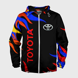 Ветровка с капюшоном мужская Toyota Разноцветный огонь, цвет: 3D-белый