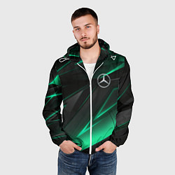 Ветровка с капюшоном мужская MERCEDES-BENZ AMG NEON STRIPES PETRONAS, цвет: 3D-белый — фото 2