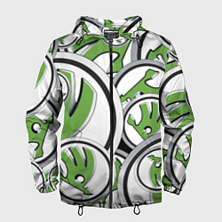 Ветровка с капюшоном мужская Skoda Шкода Pattern, цвет: 3D-черный
