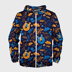 Ветровка с капюшоном мужская Тигры в зарослях, цвет: 3D-белый