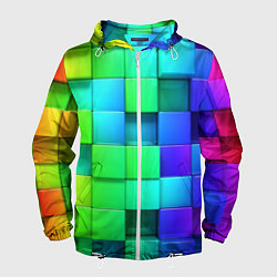 Ветровка с капюшоном мужская Color geometrics pattern Vanguard, цвет: 3D-белый