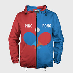 Ветровка с капюшоном мужская PING PONG теннис, цвет: 3D-черный