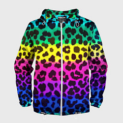 Ветровка с капюшоном мужская Leopard Pattern Neon, цвет: 3D-белый