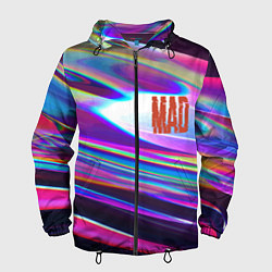 Ветровка с капюшоном мужская Neon pattern Mad, цвет: 3D-черный