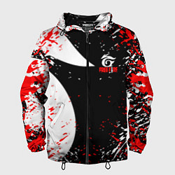 Ветровка с капюшоном мужская Free Fire брызги, цвет: 3D-черный