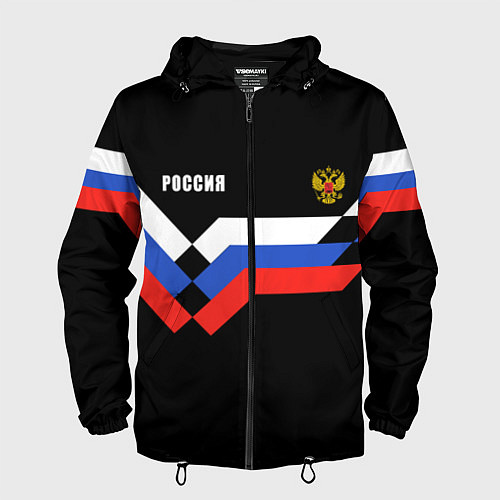 Мужская ветровка РОССИЯ ТРИКОЛОР ЛИНИИ / 3D-Черный – фото 1