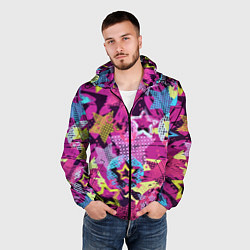 Ветровка с капюшоном мужская Star Colorful Pattern Fashion Neon, цвет: 3D-черный — фото 2