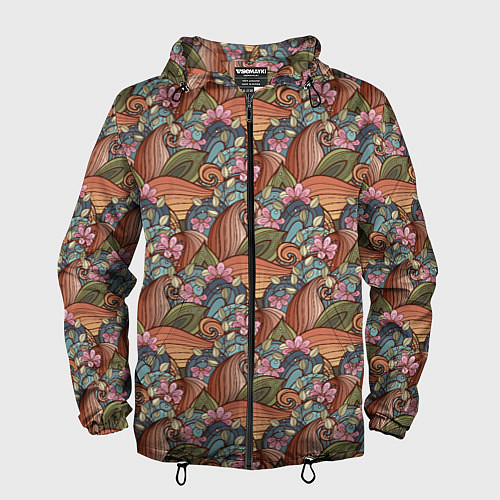 Мужская ветровка Паттерн волнистые узоры / 3D-Черный – фото 1