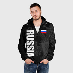 Ветровка с капюшоном мужская RUSSIA - BLACK EDITION, цвет: 3D-черный — фото 2
