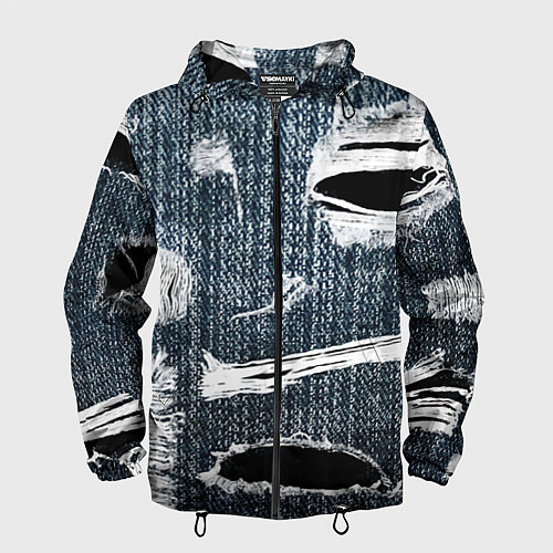 Мужская ветровка Джинсовое рваньё Fashion trend / 3D-Черный – фото 1