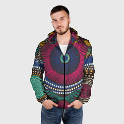 Ветровка с капюшоном мужская Африка Орнамент, цвет: 3D-черный — фото 2