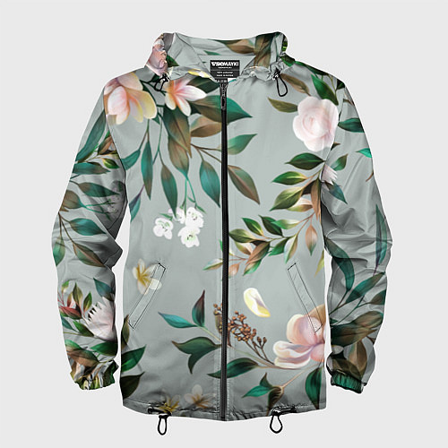 Мужская ветровка Цветы Цветочный Букет / 3D-Черный – фото 1