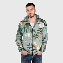 Ветровка с капюшоном мужская Цветы Цветочный Букет, цвет: 3D-черный — фото 2