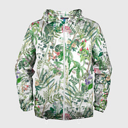 Ветровка с капюшоном мужская Цветы Летний Ботанический Букет, цвет: 3D-белый