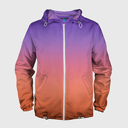 Ветровка с капюшоном мужская Трендовый красно-фиолетовый градиент, цвет: 3D-белый