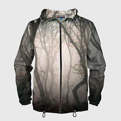 Ветровка с капюшоном мужская Лес Туман, цвет: 3D-черный