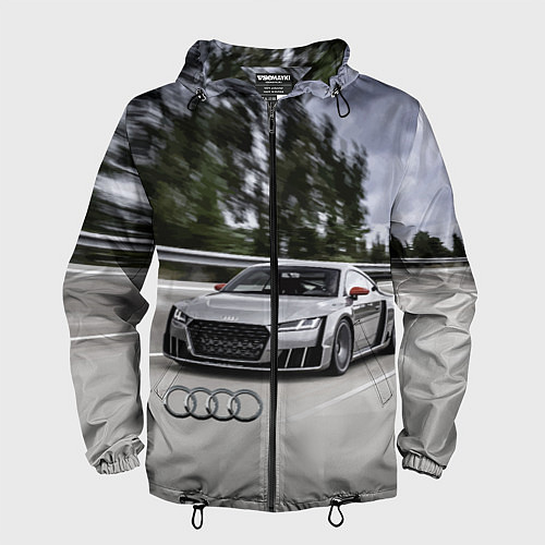 Мужская ветровка Ауди на скоростном шоссе Audi on the expressway / 3D-Черный – фото 1