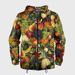 Ветровка с капюшоном мужская Вкусные Летние Фрукты, цвет: 3D-черный