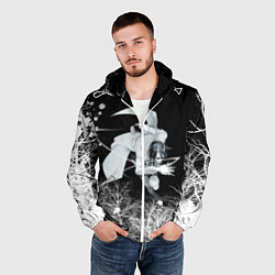 Ветровка с капюшоном мужская Белый Неон над лесом White Neon, цвет: 3D-белый — фото 2