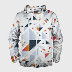 Ветровка с капюшоном мужская Абстрактные Треугольные Формы, цвет: 3D-белый