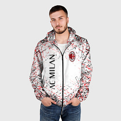 Ветровка с капюшоном мужская Ac milan logo, цвет: 3D-черный — фото 2