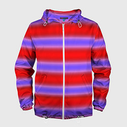 Ветровка с капюшоном мужская Striped pattern мягкие размытые полосы красные фио, цвет: 3D-белый