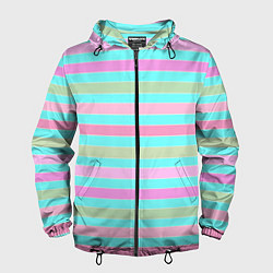 Мужская ветровка Pink turquoise stripes horizontal Полосатый узор