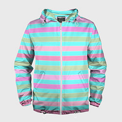 Мужская ветровка Pink turquoise stripes horizontal Полосатый узор