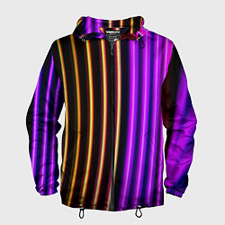 Ветровка с капюшоном мужская Неоновые линейные фонари - Фиолетовый, цвет: 3D-черный