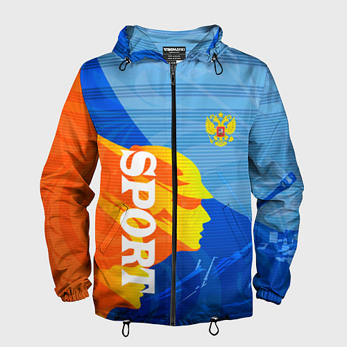 Мужская ветровка РОССИЯ - СПОРТ - ГЕРБ / 3D-Черный – фото 1