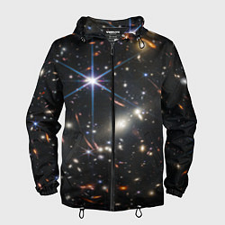 Ветровка с капюшоном мужская NASA: Скопление Галактик, цвет: 3D-черный