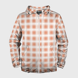 Ветровка с капюшоном мужская Light beige plaid fashionable checkered pattern, цвет: 3D-белый