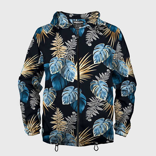 Мужская ветровка Свет неоновых листьев / 3D-Черный – фото 1