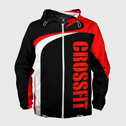 Ветровка с капюшоном мужская CrossFit - Красный спортивный, цвет: 3D-белый