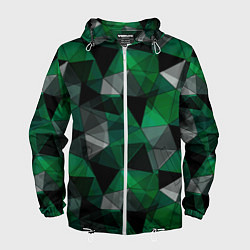 Мужская ветровка Зеленый, серый и черный геометрический